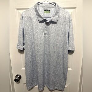 PGA Tour Pro Series Polo Mens XX-Large White Blue Leaves Athletic Fit Shirt Golf